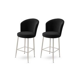 Hanah Home Alte Juego de 2 Taburetes de Bar Negro y Cromo